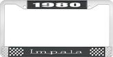 1980 Impala Style #3 Black and Chrome License Plate Frame with White Lettering