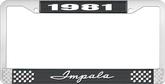 1981 Impala Style #1 Black and Chrome License Plate Frame with White Lettering