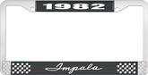 1982 Impala Style #1 Black and Chrome License Plate Frame with White Lettering