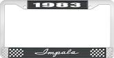 1983 Impala Style #1 Black and Chrome License Plate Frame with White Lettering