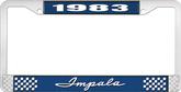 1983 Impala Style #1 Blue and Chrome License Plate Frame with White Lettering