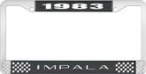 1983 Impala Style #2 Black and Chrome License Plate Frame with White Lettering