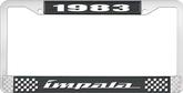 1983 Impala Style #4 Black and Chrome License Plate Frame with White Lettering