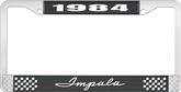1984 Impala Style #1 Black and Chrome License Plate Frame with White Lettering