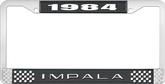 1984 Impala Style #2 Black and Chrome License Plate Frame with White Lettering