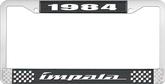 1984 Impala Style #4 Black and Chrome License Plate Frame with White Lettering