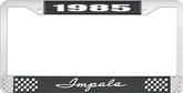 1985 Impala Style #1 Black and Chrome License Plate Frame with White Lettering