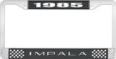 1985 Impala Style #2 Black and Chrome License Plate Frame with White Lettering