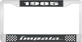 1985 Impala Style #4 Black and Chrome License Plate Frame with White Lettering