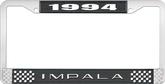 1994 Impala Style #2 Black and Chrome License Plate Frame with White Lettering