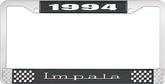 1994 Impala Style #3 Black and Chrome License Plate Frame with White Lettering