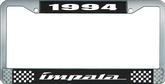1994 Impala Style #4 Black and Chrome License Plate Frame with White Lettering