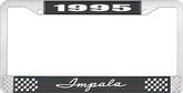 1995 Impala Style #1 Black and Chrome License Plate Frame with White Lettering