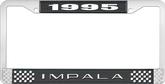 1995 Impala Style #2 Black and Chrome License Plate Frame with White Lettering