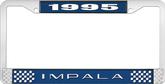 1995 Impala Style #2 Blue and Chrome License Plate Frame with White Lettering