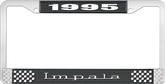 1995 Impala Style #3 Black and Chrome License Plate Frame with White Lettering