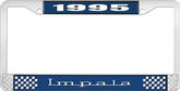 1995 Impala Style #3 Blue and Chrome License Plate Frame with White Lettering