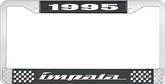 1995 Impala Style #4 Black and Chrome License Plate Frame with White Lettering