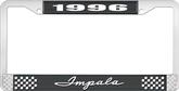1996 Impala Style #1 Black and Chrome License Plate Frame with White Lettering