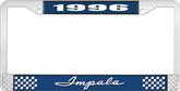 1996 Impala Style #1 Blue and Chrome License Plate Frame with White Lettering