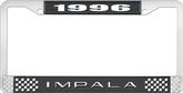 1996 Impala Style #2 Black and Chrome License Plate Frame with White Lettering
