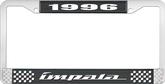 1996 Impala Style #4 Black and Chrome License Plate Frame with White Lettering