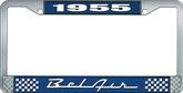 1955 Bel Air Blue and Chrome License Plate Frame with White Lettering