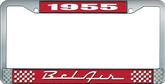 1955 Bel Air Red and Chrome License Plate Frame with White Lettering