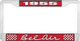 1955 Bel Air Red and Chrome License Plate Frame with White Lettering