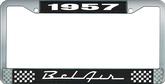 1957 Bel Air Black and Chrome License Plate Frame with White Lettering