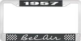 1957 Bel Air Black and Chrome License Plate Frame with White Lettering
