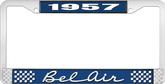 1957 Bel Air Blue and Chrome License Plate Frame with White Lettering