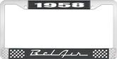 1958 Bel Air Black and Chrome License Plate Frame with White Lettering