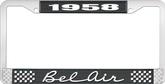 1958 Bel Air Black and Chrome License Plate Frame with White Lettering