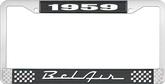 1959 Bel Air Black and Chrome License Plate Frame with White Lettering