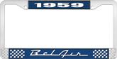 1959 Bel Air Blue and Chrome License Plate Frame with White Lettering