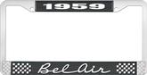 1959 Bel Air Black and Chrome License Plate Frame with White Lettering