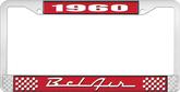 1960 Bel Air Red and Chrome License Plate Frame with White Lettering