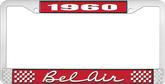 1960 Bel Air Red and Chrome License Plate Frame with White Lettering