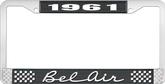 1961 Bel Air Black and Chrome License Plate Frame with White Lettering
