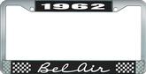 1962 Bel Air Black and Chrome License Plate Frame with White Lettering