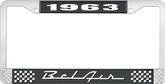 1963 Bel Air Black and Chrome License Plate Frame with White Lettering 