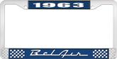 1963 Bel Air Blue and Chrome License Plate Frame with White Lettering