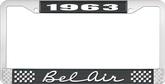 1963 Bel Air Black and Chrome License Plate Frame with White Lettering