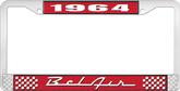 1964 Bel Air Red and Chrome License Plate Frame with White Lettering