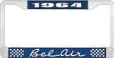 1964 Bel Air Blue and Chrome License Plate Frame with White Lettering
