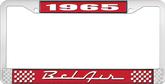 1965 Bel Air Red and Chrome License Plate Frame with White Lettering