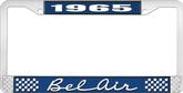1965 Bel Air Blue and Chrome License Plate Frame with White Lettering