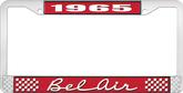 1965 Bel Air Red and Chrome License Plate Frame with White Lettering