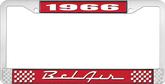 1966 Bel Air Red and Chrome License Plate Frame with White Lettering